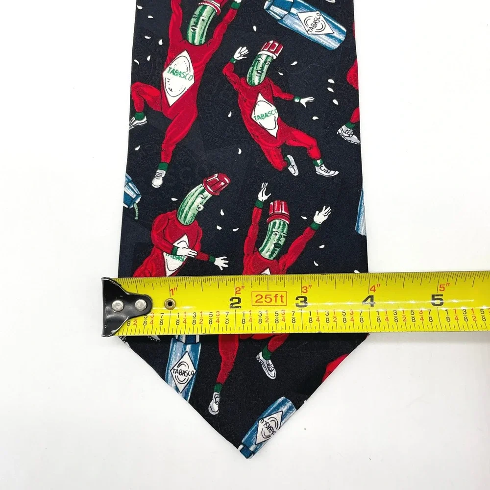 Tabasco Mens Silk Tie‎ Novelty Dancing Peppers Hot Sauce Foodie Quirky Humor 90s